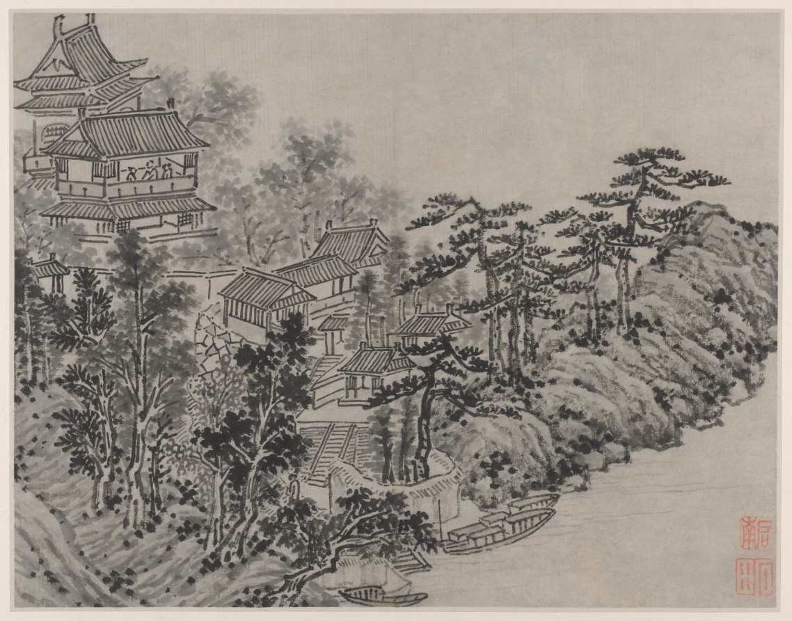 Cloud-Climbing Pavilion, from Twelve Views of Tiger Hill, Suzhou · 沈周