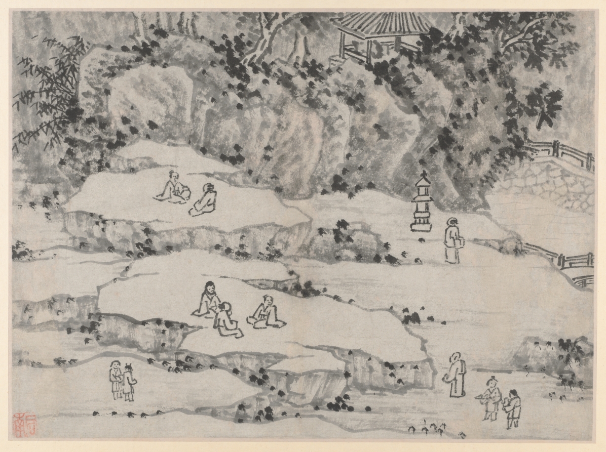 The Nodding Stone Terrace, Tiger Hill, and the Thousand-Man Seat, from Twelve Views of Tiger Hill, Suzhou · 沈周