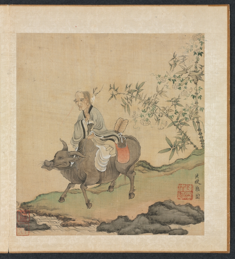 Paintings after Ancient Masters: Laozi Riding an Ox · 陳洪綬