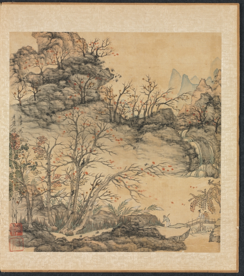 Paintings after Ancient Masters: Autumn Landscape · 陳洪綬