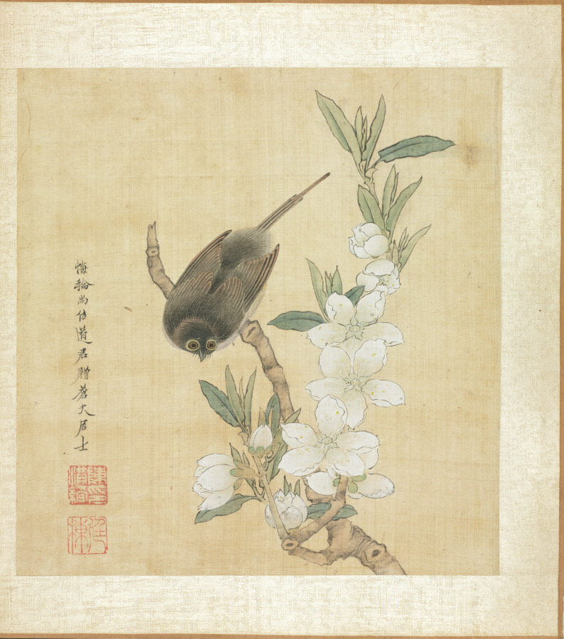 Paintings after Ancient Masters: A Bird and Peach-Blossom Branch · 陳洪綬
