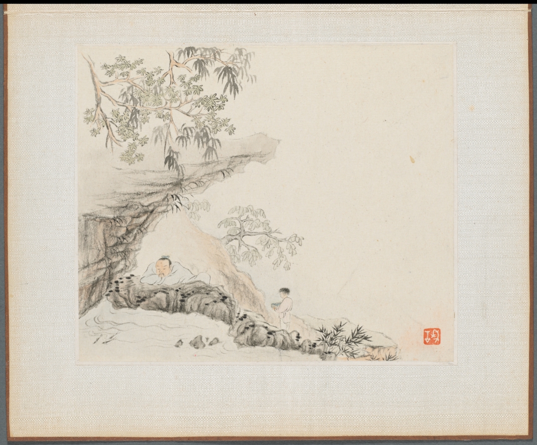 Album of Landscape Paintings Illustrating Old Poems: Scholar watching Fish · 華喦
