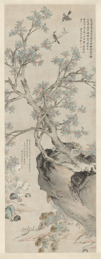 Yellow Chrysanthemums and Red Osmanthus in the Style of Wang Yuan · 沈周