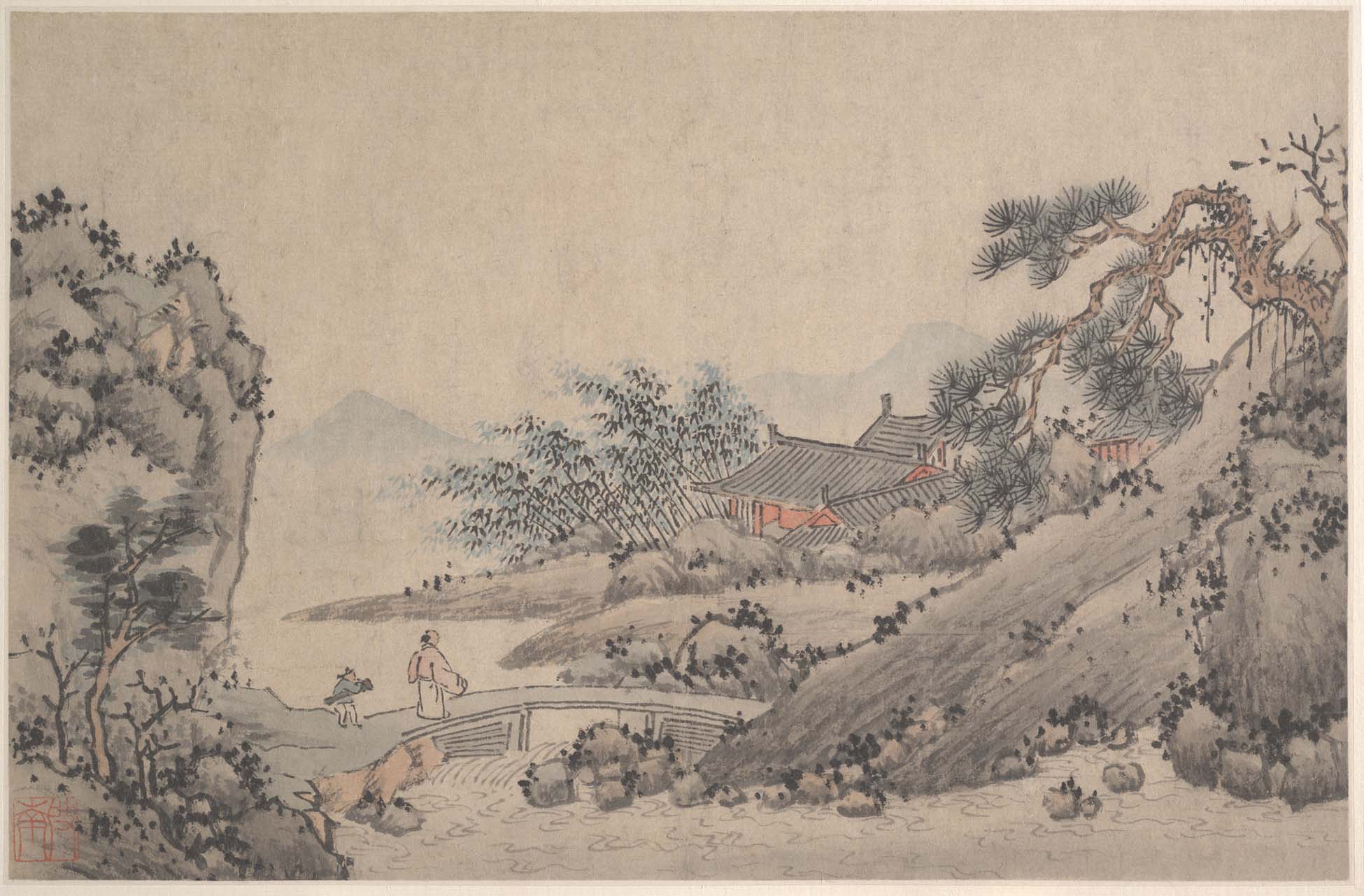 Landscape with Man Crossing Bridge · Shen Zhou